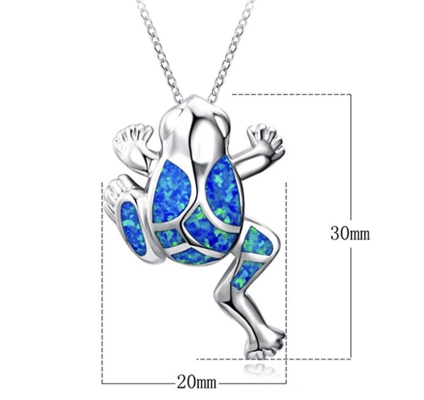 925 SP Frog Blue Opal Jewelry Necklace W/gift Box 🎁 FREE SHIPPING!!!