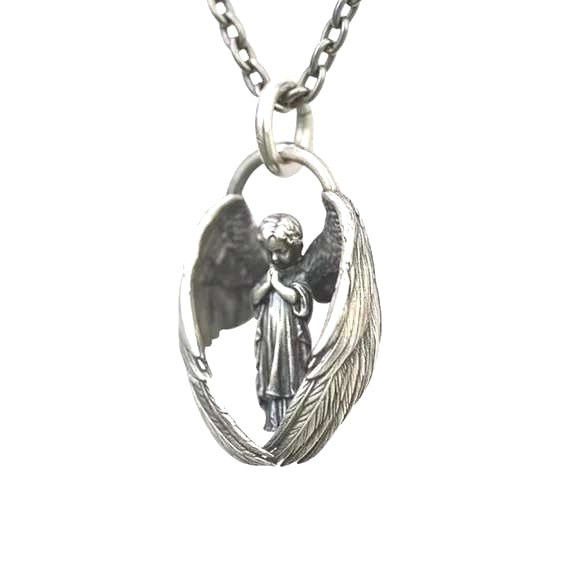 Angel Wing Necklace New Silver Tone Guardian Angel Pendant Protection Jewelry