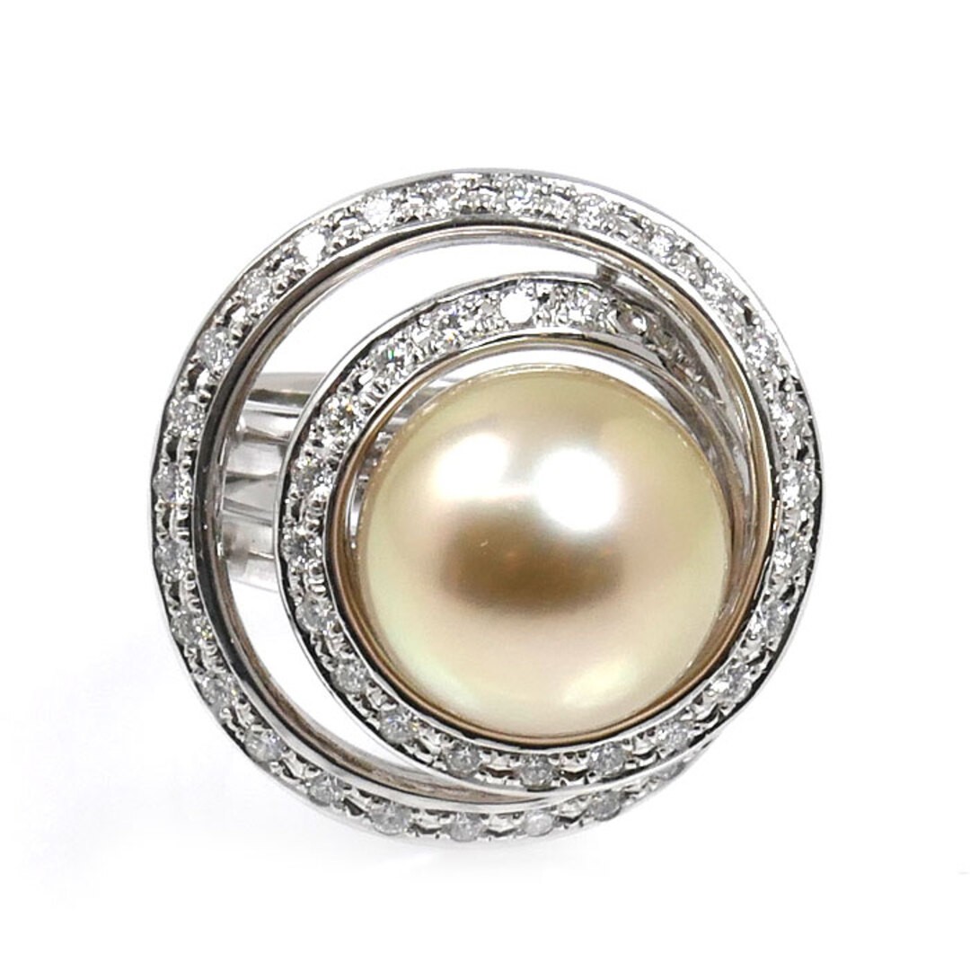TASAKI Pt900 Platinum Ring South Sea Pearl Approx. 12.0mm Diamond Used KOER-0