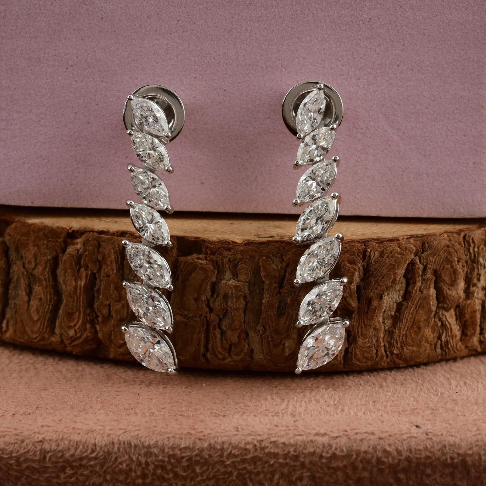 Pretty 3Ct Marquise Cut Simulated Diamond Drop Earrings In 14k White Gold Plated