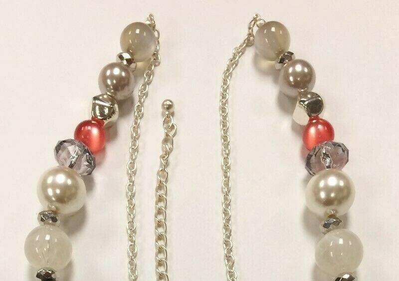 NEW CHICO’S MOONSTONE PEARL BEADED BOHO BRUSHED SILVER LONG CHAIN NECKLACE V225