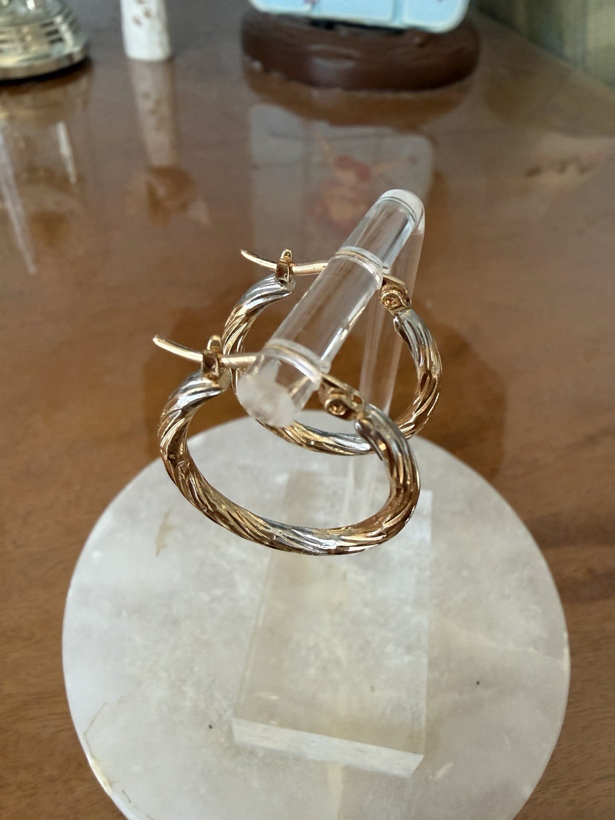 Boho style two tone Twisted Hoop Earrings