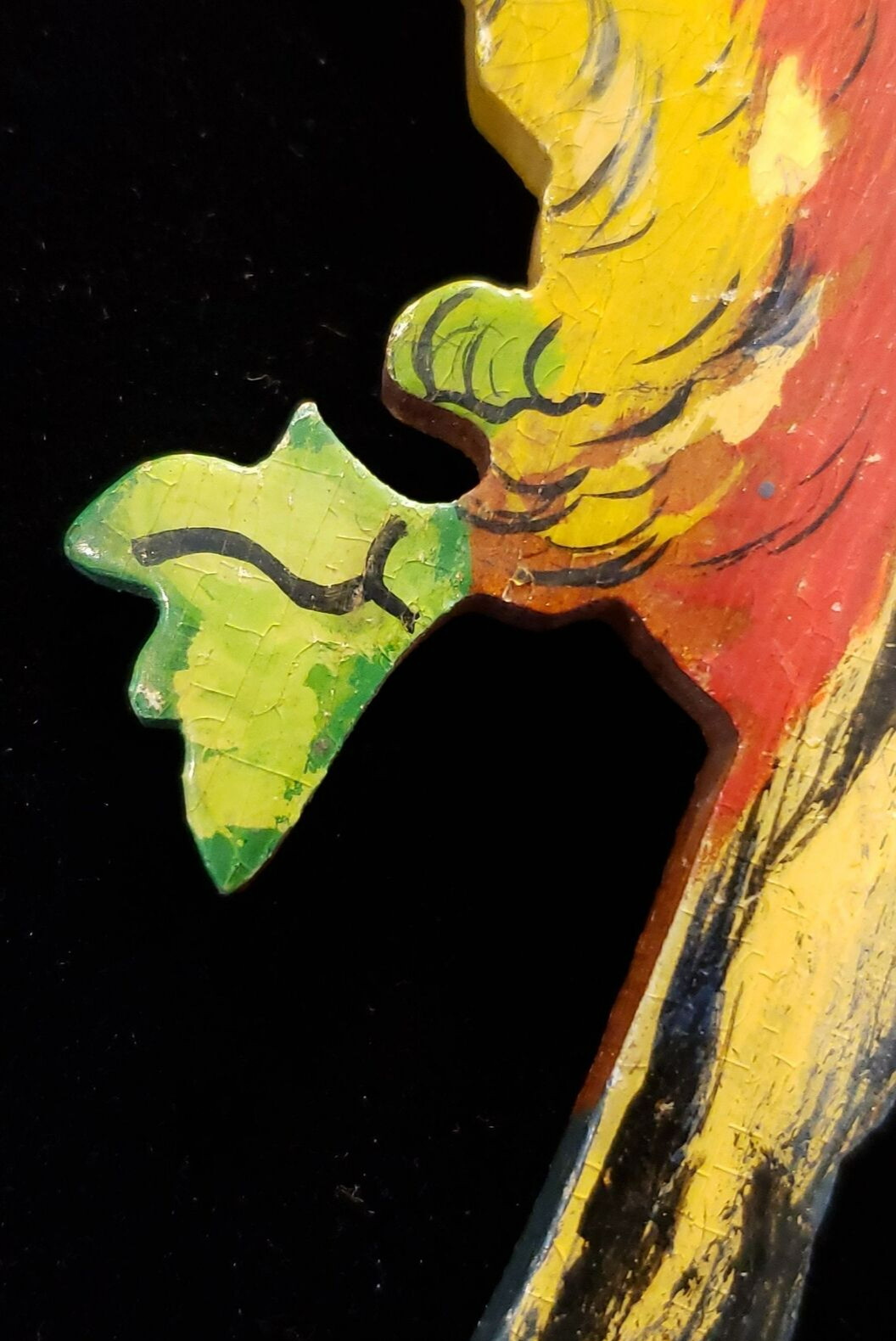 Vintage Unsigned Hand Painted Tropical Parrot Pin/Brooch on Wood Base