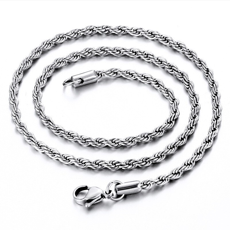 2/3mm 316L Stainless Steel Women Men Rope Chains Necklaces 18/20”