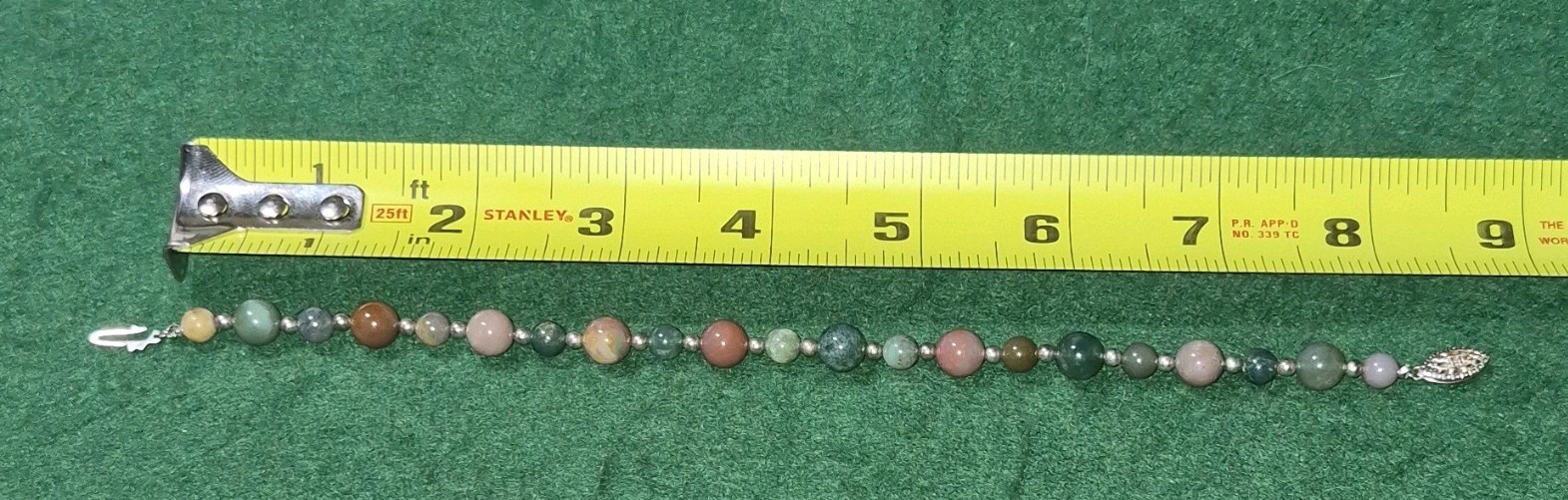 Multicolor Indian Agate Round Beaded Bracelet Hook Clasp