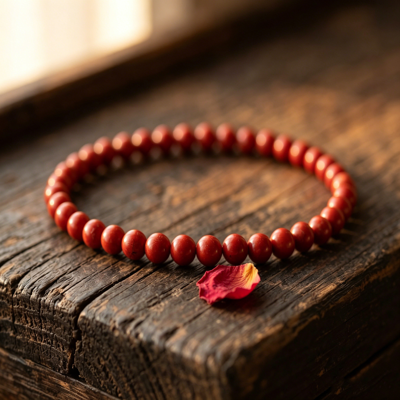 4mm Red Jasper Bead Bracelet Adjustable Macrame Grounding Healing Strength