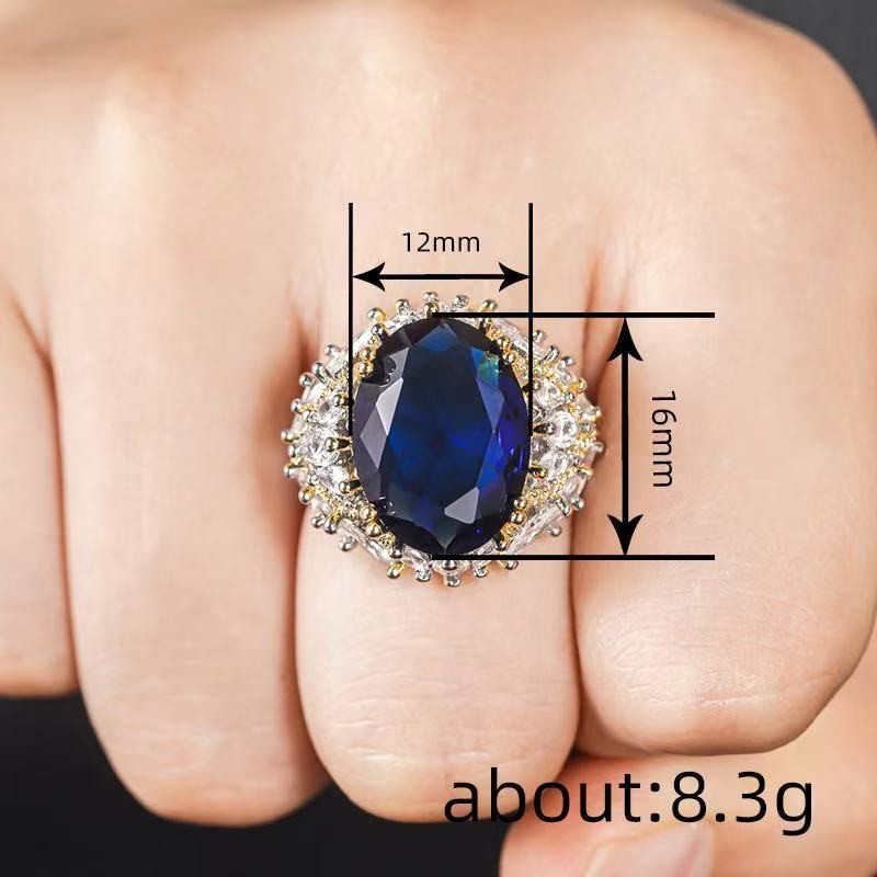 Stunning Woman 18k Gold Plated Blue CZ Sparkling Band Ring Sizes 6-10