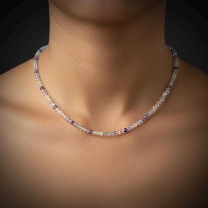A++ Blue Fluorite Faceted Round Gemstone Beads December Birthstone Necklace 24”