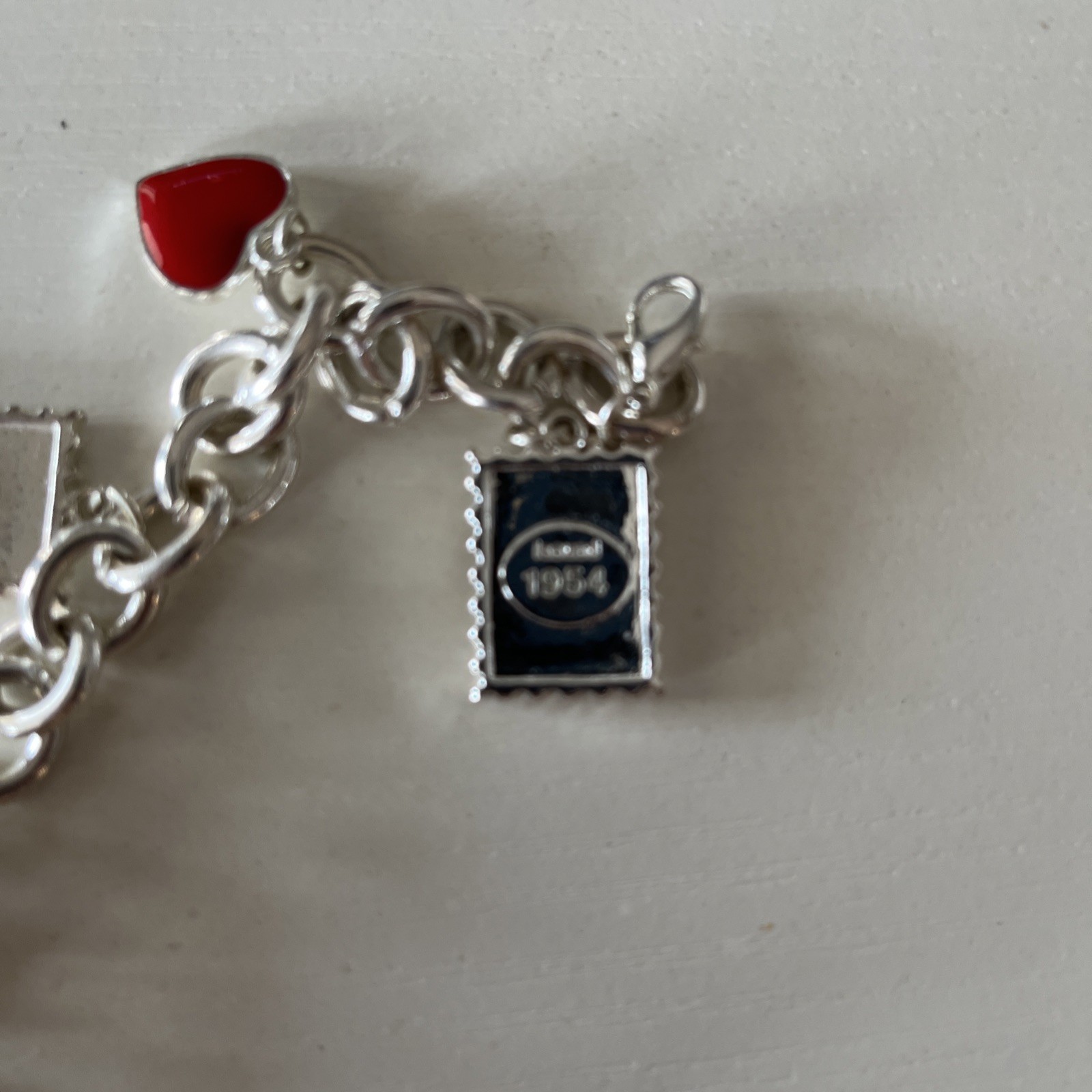 US Postal Stamp charm bracelet, silver-tone