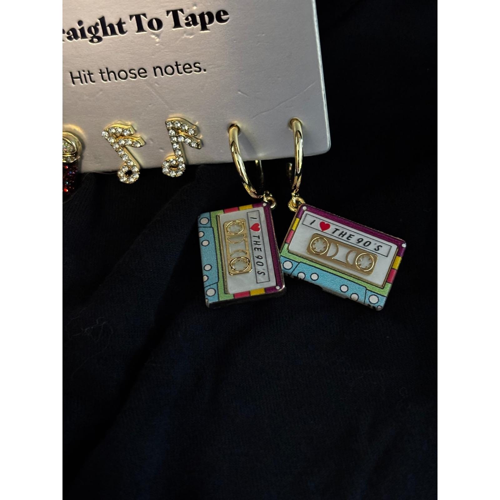 Sugarfix by Baublebar Straight To Tape 90s Music Earring Set Microphone Cassette