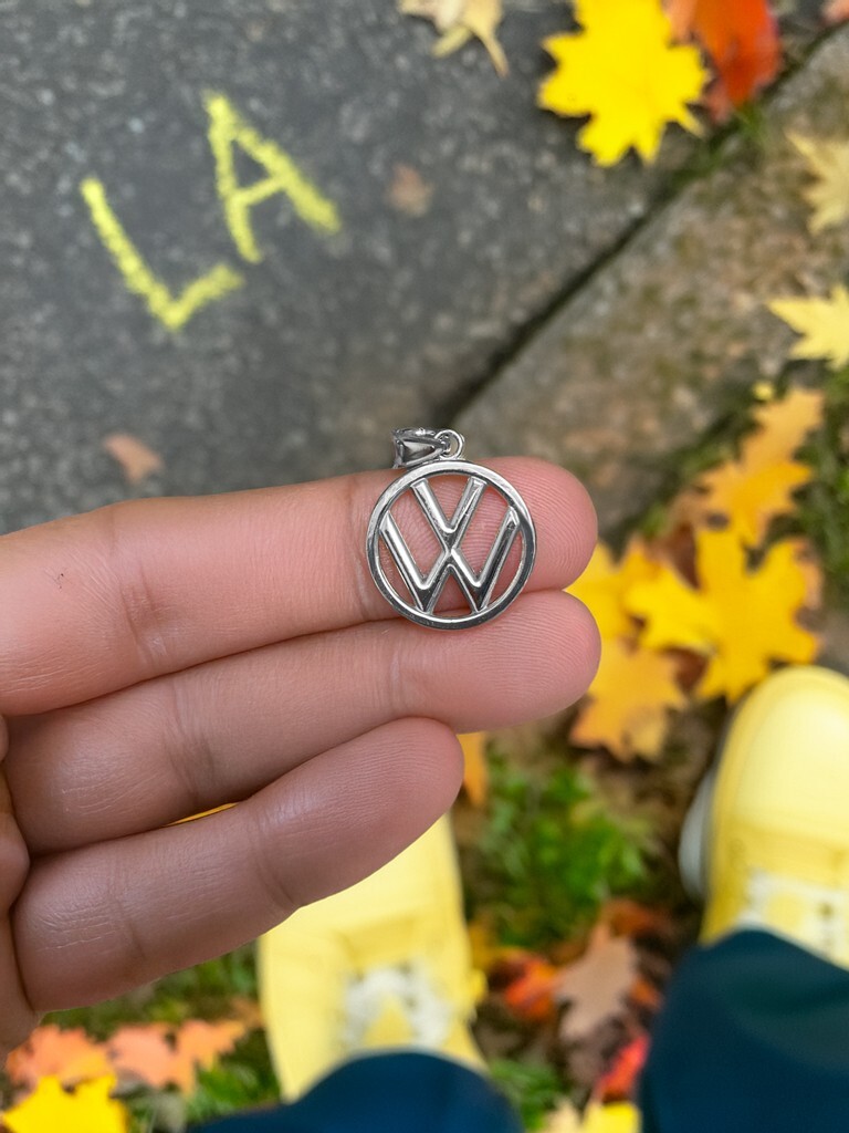 925 Sterling Silver VW Volkswagen Logo Charm Necklace | Retro Style Pendant