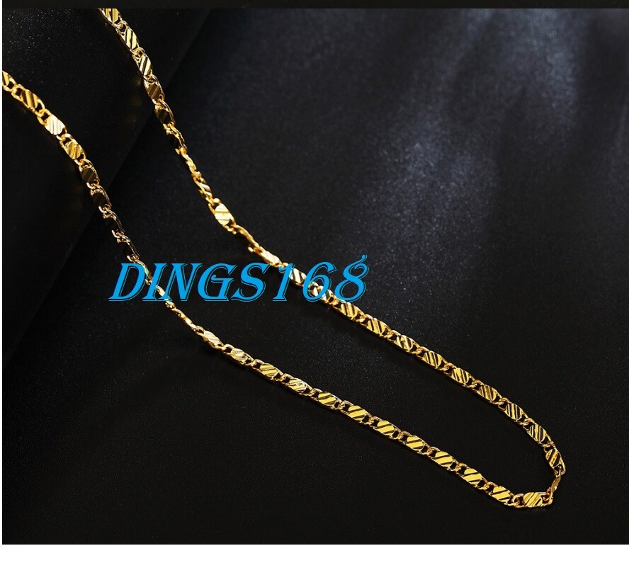 Men & Women’s 18K Gold Filled 2.2mm Flat Necklace Chain 16/18/20/22/24/26/28/30″