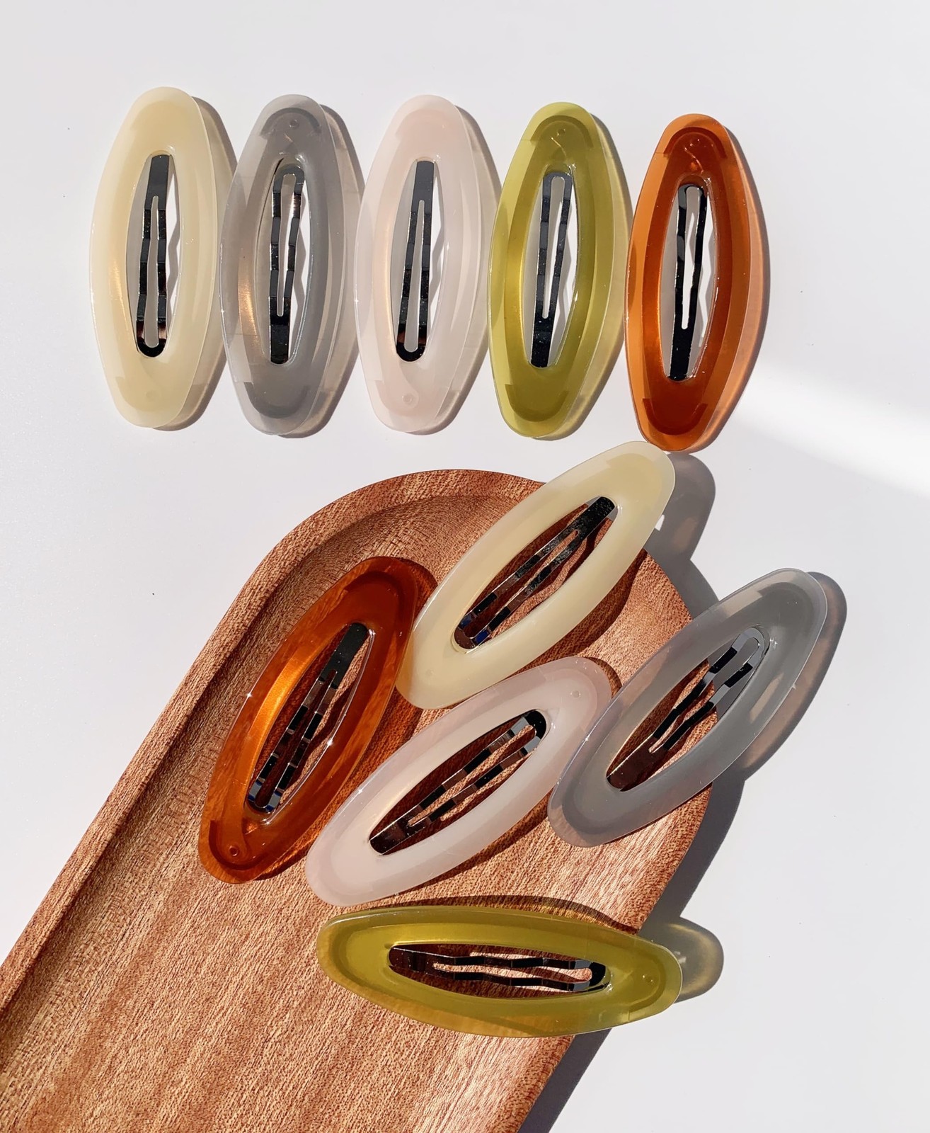 10 Pieces 3.2 Inch Big Oval Shape Women Hair Clips Metal Acrylic Resin No Sli…