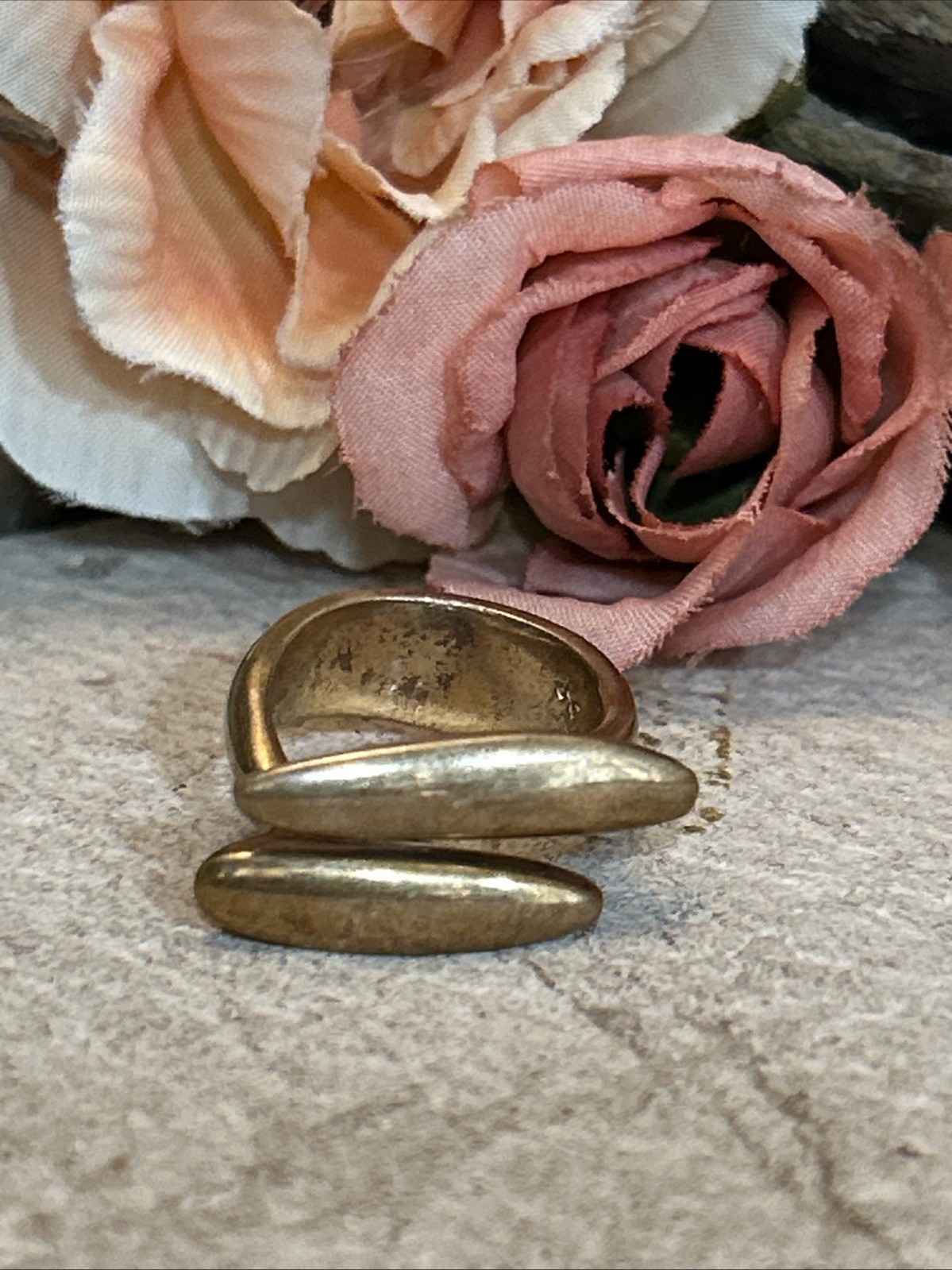 56. Monica Castiglioni MC Bronze Rose gold tone Open Design Ring 13.4g, 6.5-.75s