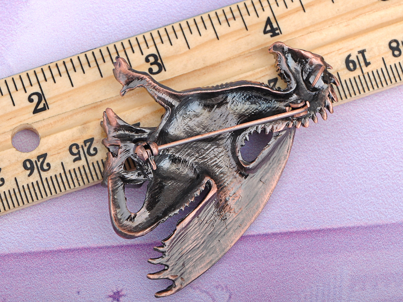 Fashion Women Antique Copper Tone Colored Rhinestones Vintage Dragon Brooch Pin