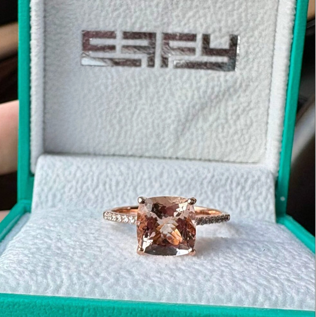 EFFY Genuine Morganite on 14k Rose Gold Cocktail Ring with 1/7 CT T.W Diamonds
