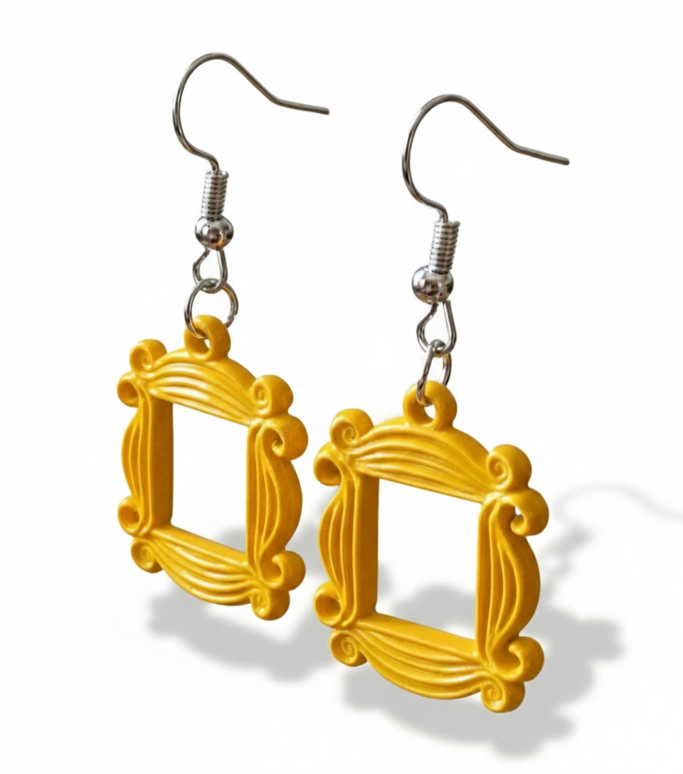 Yellow Friends Picture Frame Drop Earrings Friends TV Show F.R.I.E.N.D.S. UK