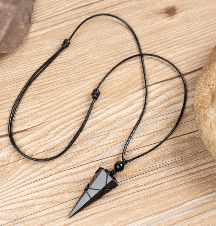 Hand-Polished Black Tourmaline Pendant High-Quality Crystal Point Spiritual Gift