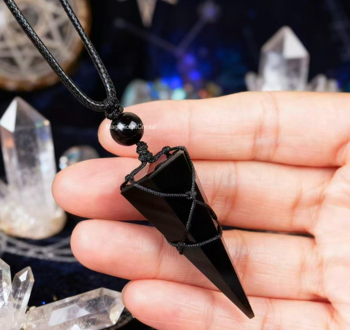 Hand-Polished Black Tourmaline Pendant High-Quality Crystal Point Spiritual Gift