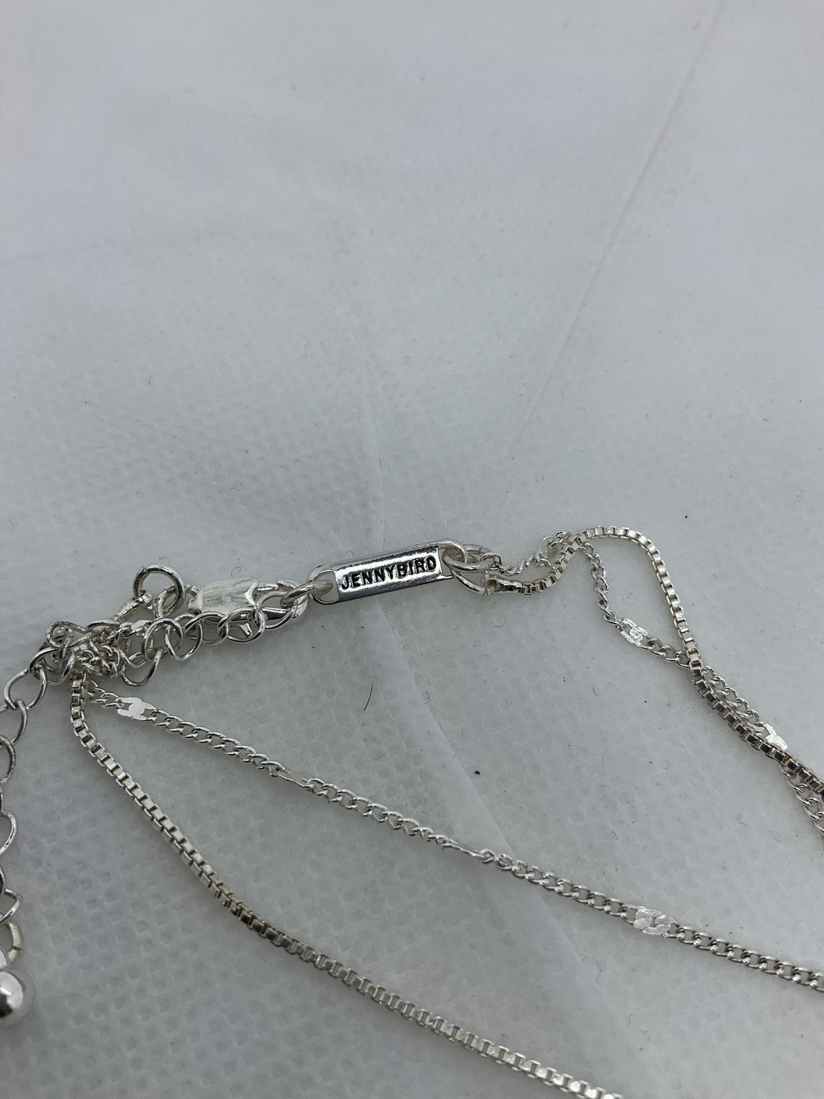 Jenny Bird Silvertone Drop Pendant Dual Strand Necklace