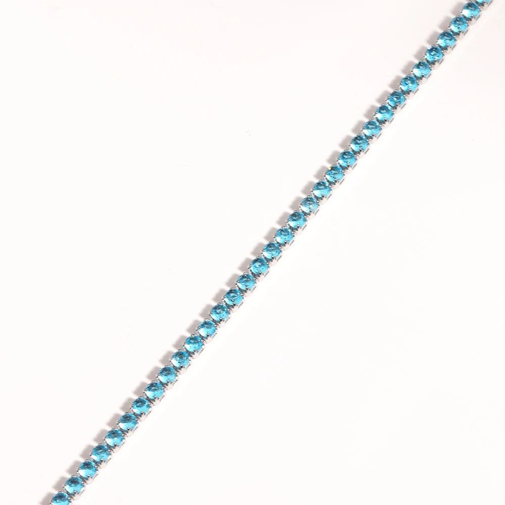 Gold Color Tennis Chain Necklace 2mm Simulated Zirconia 16in Women Jewelry