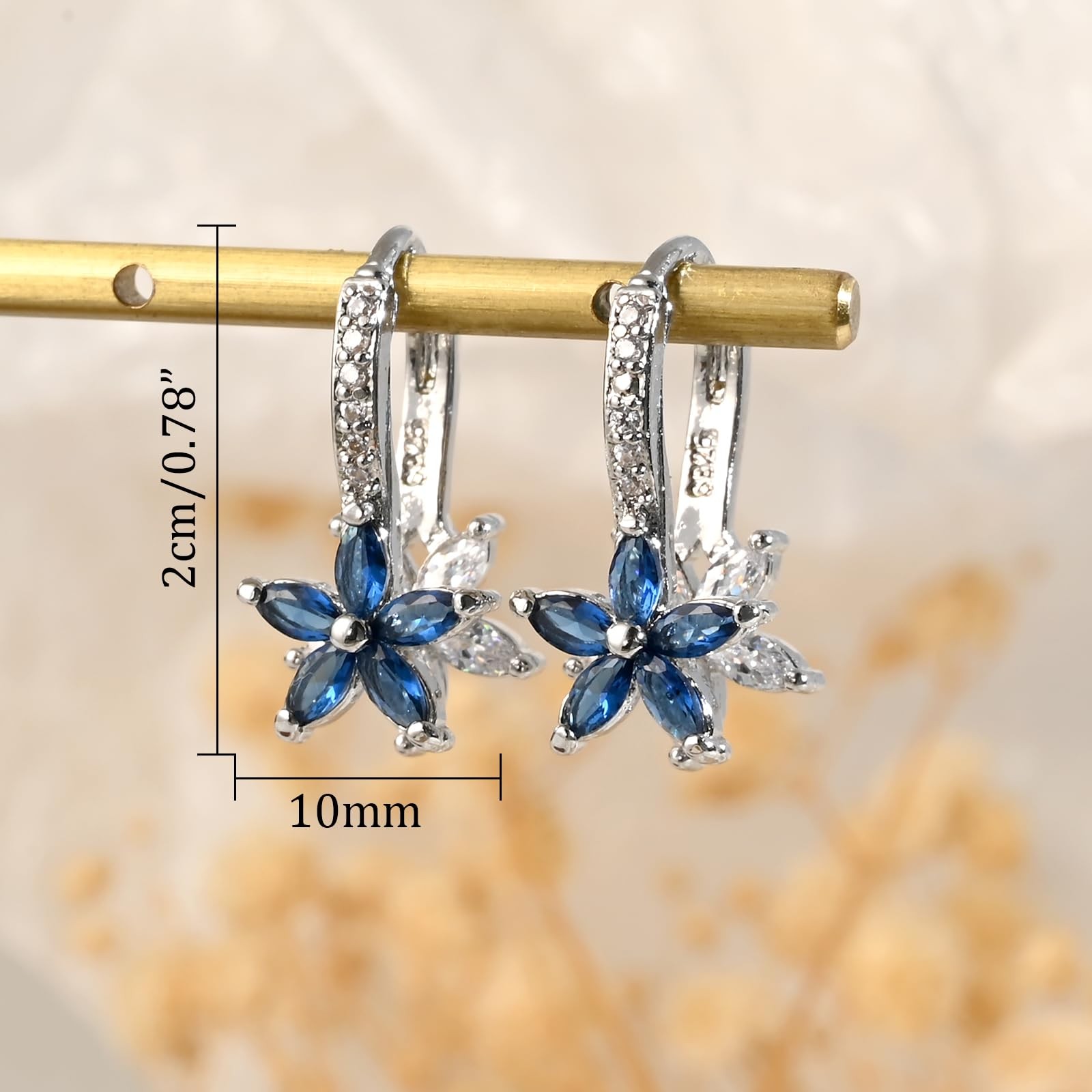 925 Sterling Silver Flower Earrings for Women Dangling Leverback Earrings wit…