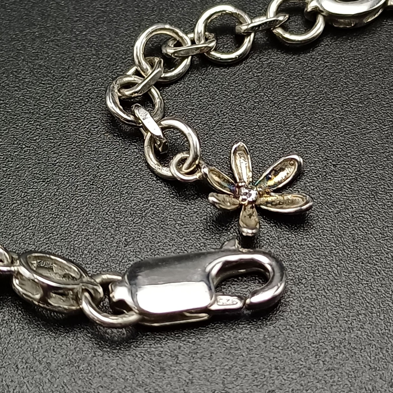 925 Sterling Silver Pink CZ Bracelet Clear Cubic Zirconia Adjustable 7.5-8.5″ 7.