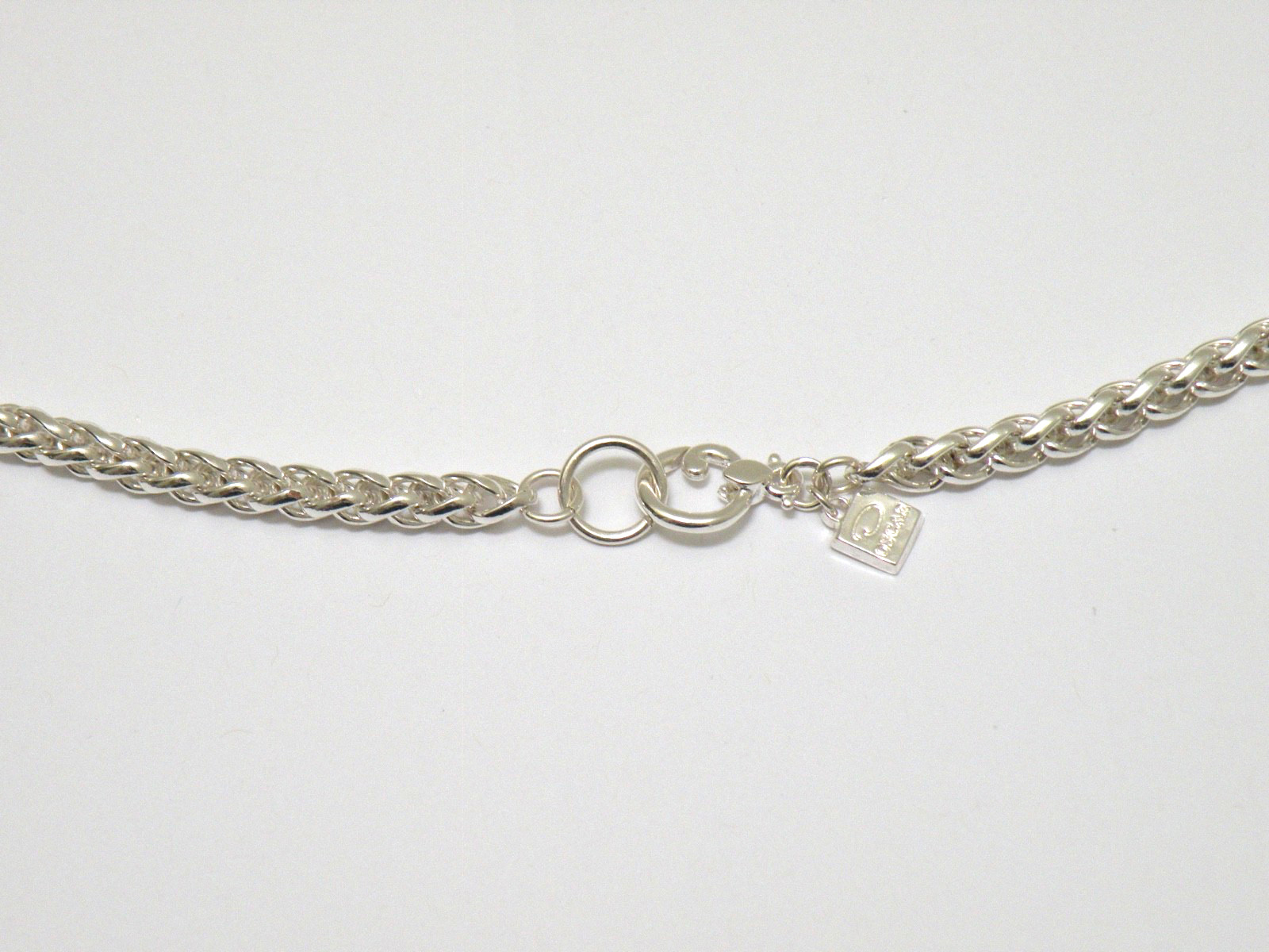Vintage 1980’s 31″ Oscar de la Renta Silver Tone Wheat Woven Necklace