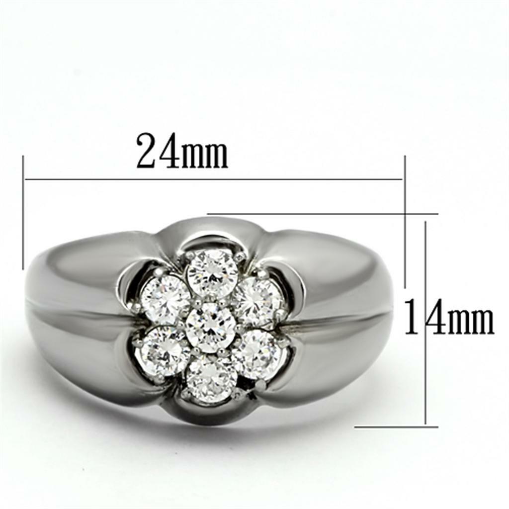 TK944 – High polished (no plating) Stainless Steel Ring with AAA Grade CZ in