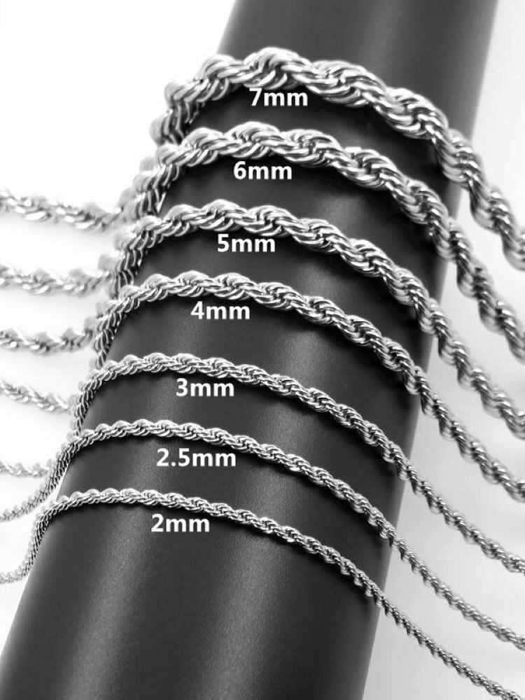 2/3mm 316L Stainless Steel Women Men Rope Chains Necklaces 18/20”