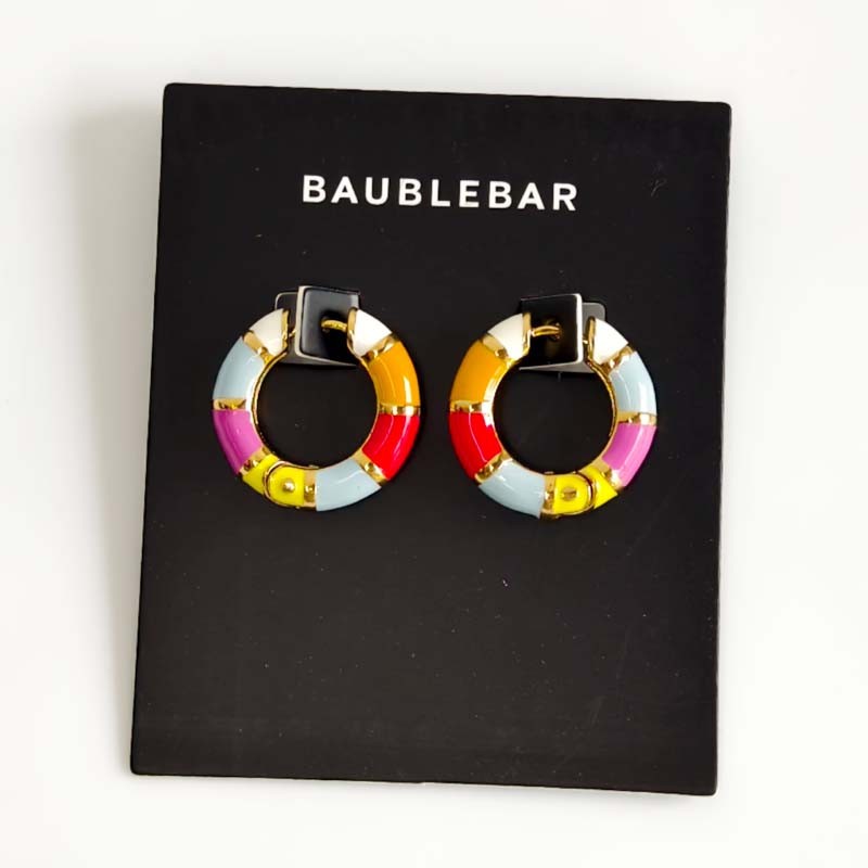New 25mm Baublebar Enamel Hoop Earrings Gift Chic Women Party Vacation Jewelry