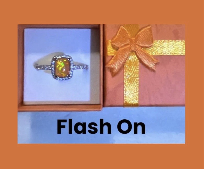 Gorgeous Orange Fire Opal CZ Halo Square Ring Size 9