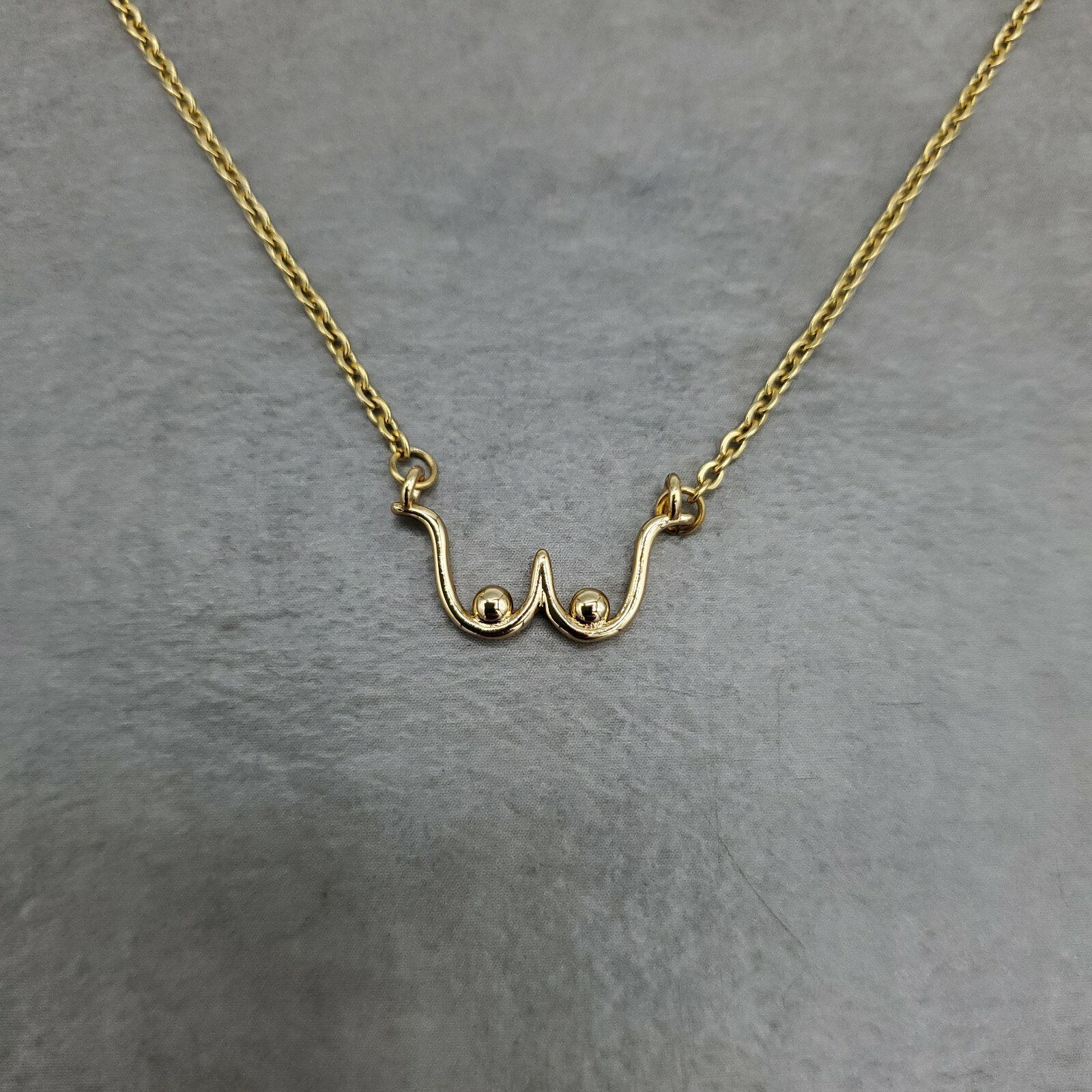 Breast Cancer Awareness GOLD Plated Necklace Boob Mammary Female Body Beautiful
