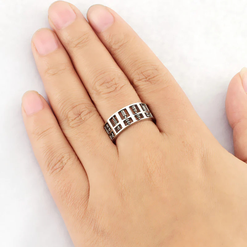 Hand Stitched Beaded Abacus Ring Stainless Steel Band Ring