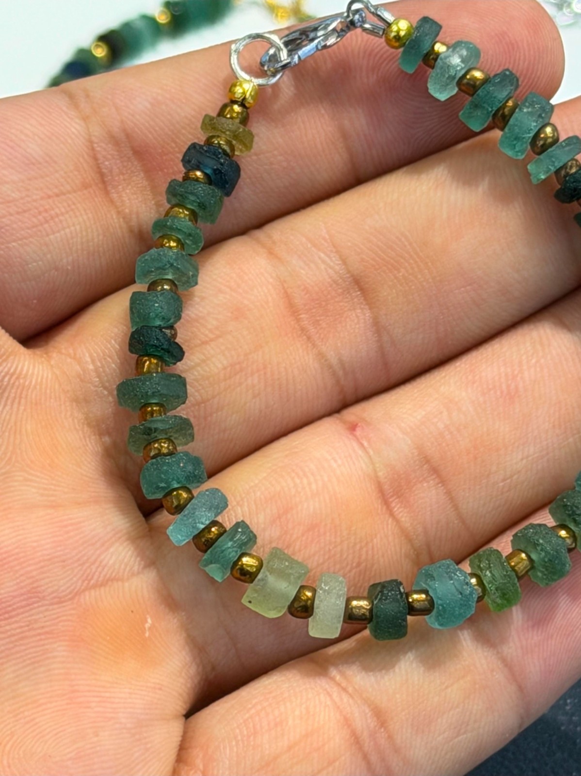 Ancient Roman Glass Bracelet Handmade Beaded Antique Vintage Authentic Gemstone