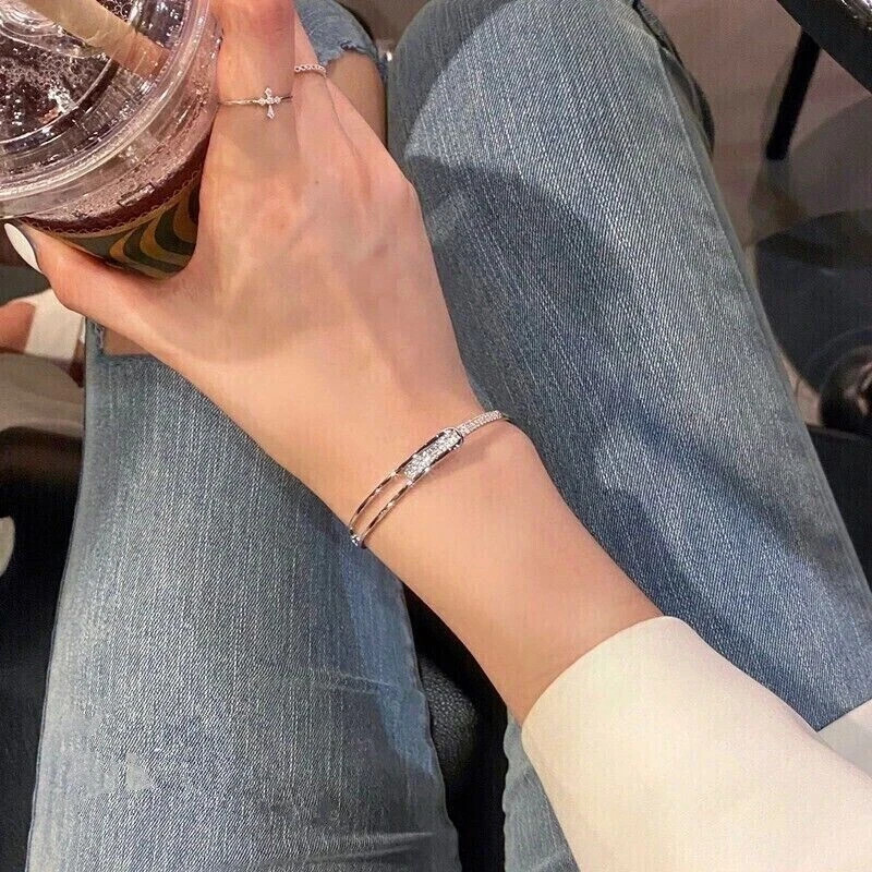 4Ct Round Cut Simulated Diamond Disconnect Bangle Bracelet 14K White Gold Plated
