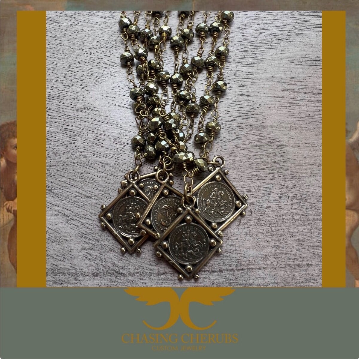 Virgin Saints & Angels VSA Inspired Necklace Saint George Protector Metal Rosary