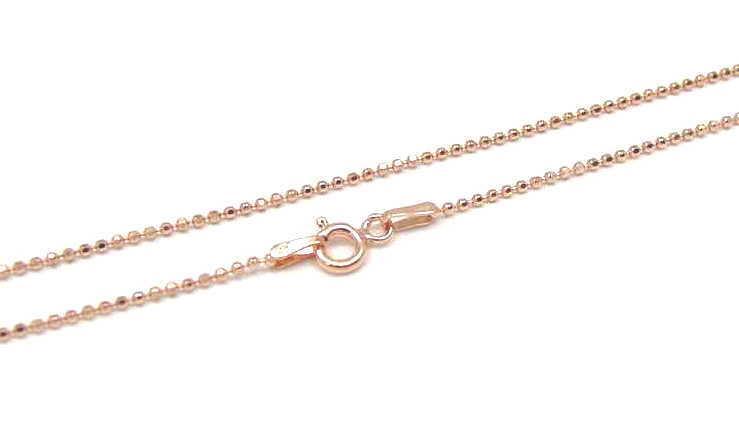1.2MM ROSE PINK GOLD ITALIAN SILVER 925 DIAMOND CUT BEAD BALL CHAIN NECKLACE 16″