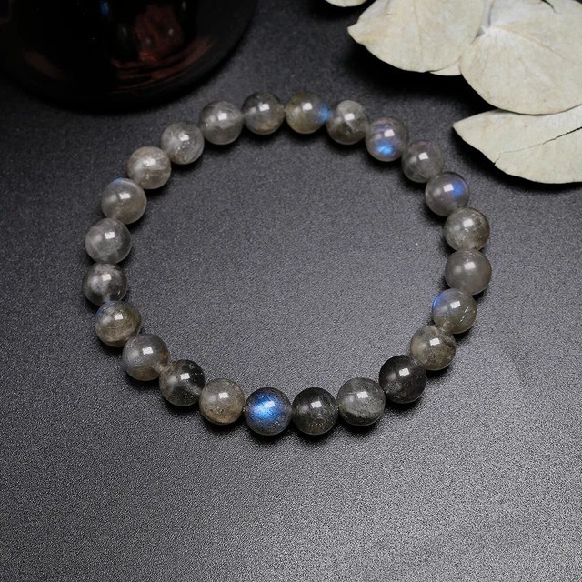 Natural Labradorite 8MM Beads Healing Reiki Gemstone Handmade Stretch Bracelet