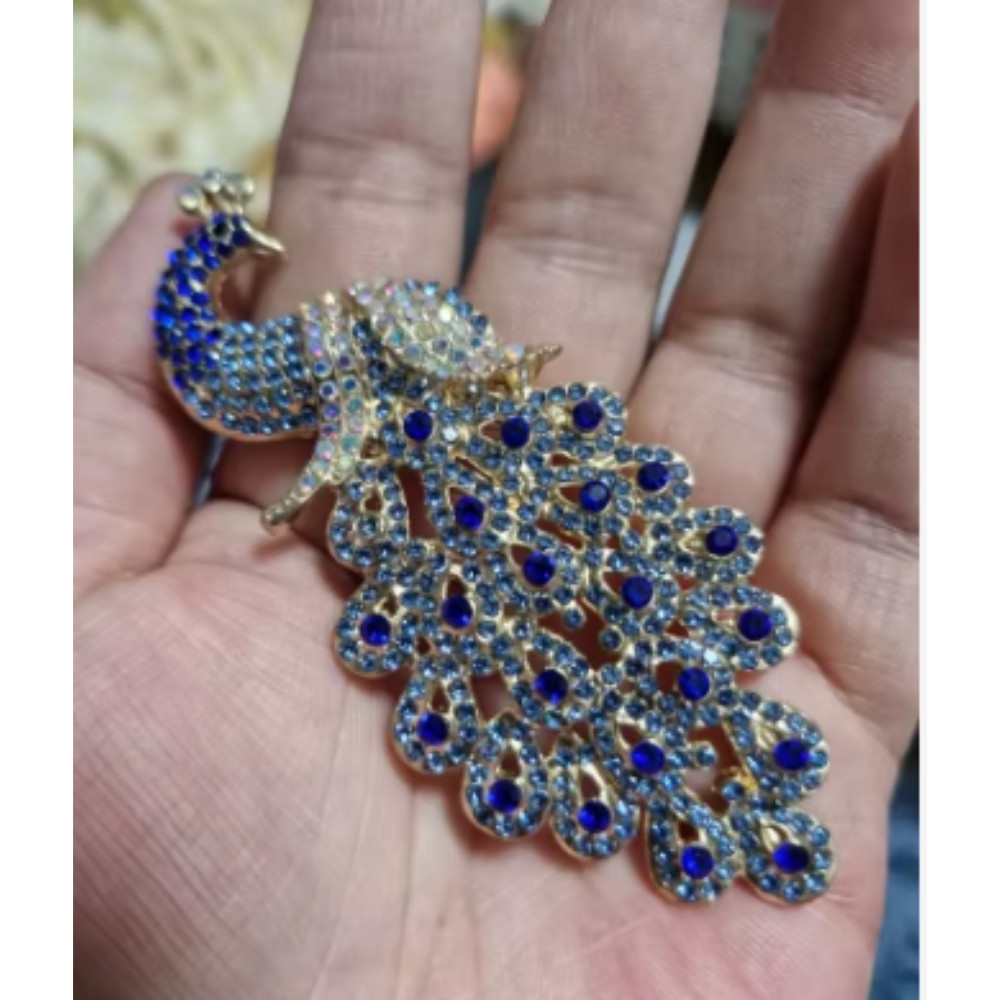 Vintage Style Peacock Bird Blue Rhinestone Crystal Cyan Bird Brooch Pin Pendant