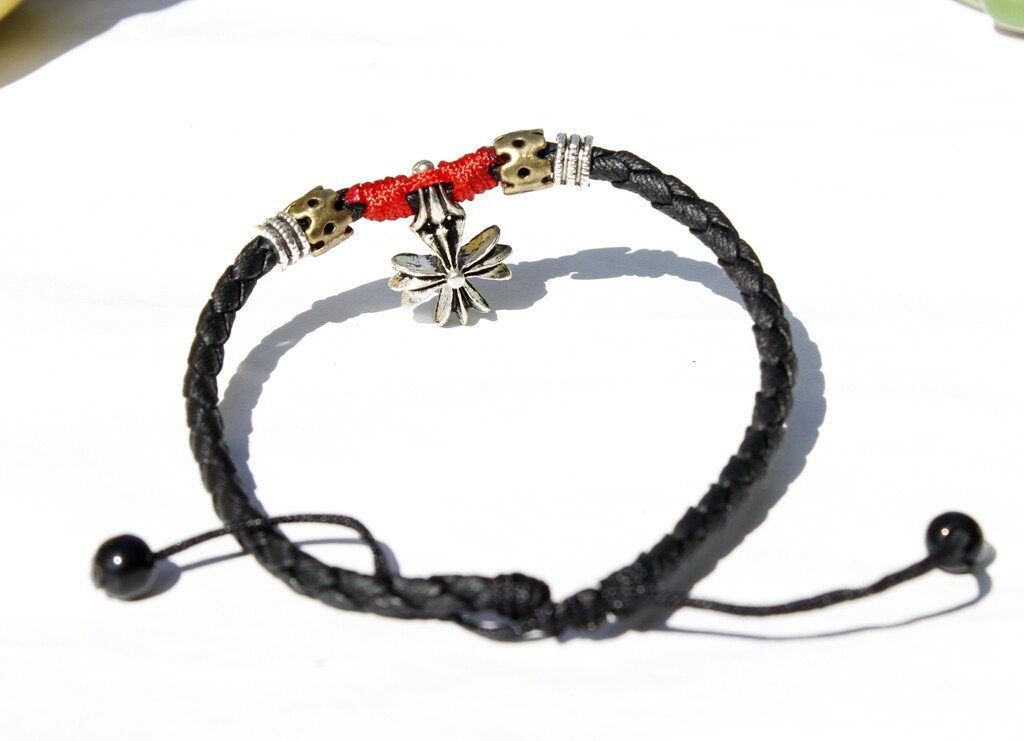 Women/ Men Bless Cross Red Rope Genuine Leather Anklet Bracelet One Size