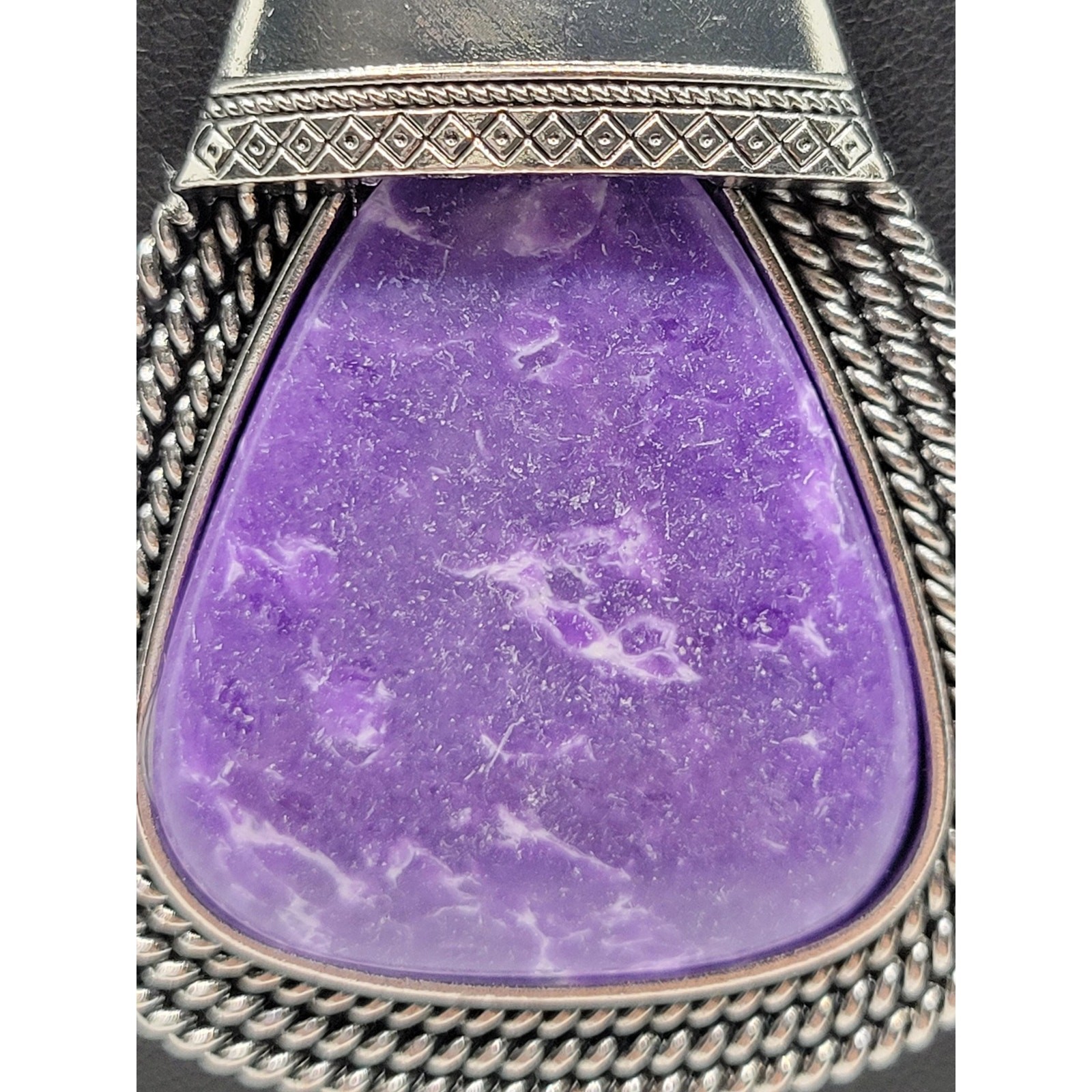 Purple SemiPrecious Gemstone Pendant Necklace Statement BOHO Bohemian Hippie