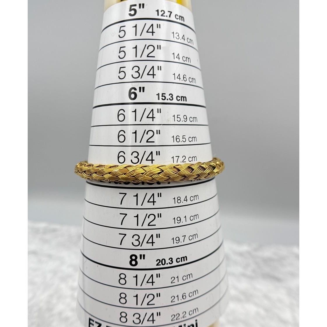 Gold Tone Woven Braided Stackable Bracelet Size 7 Open Cuff Modern Chic