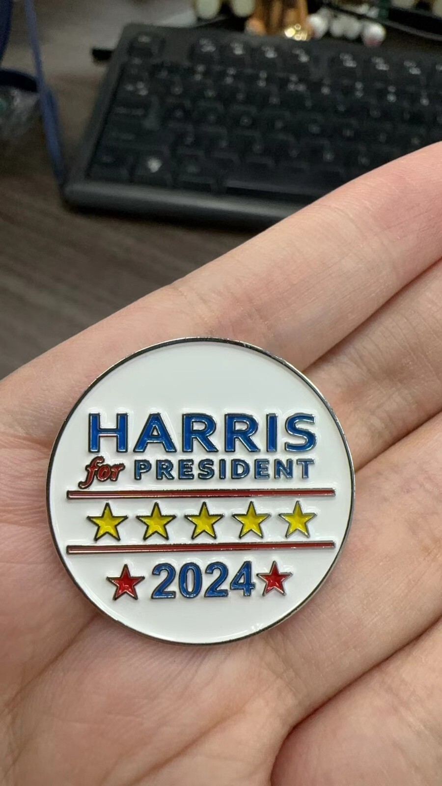 Kamala Harris for president 2024 1.15inch round lapel pin individually wrapped