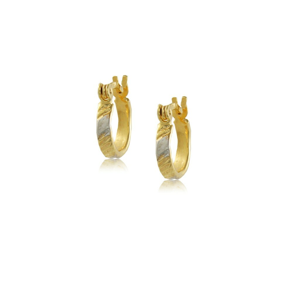 18K Gold Plated Round Hoop 2 tones Earring diam 11.5mm/0.4in width 2.5mm/0.1in