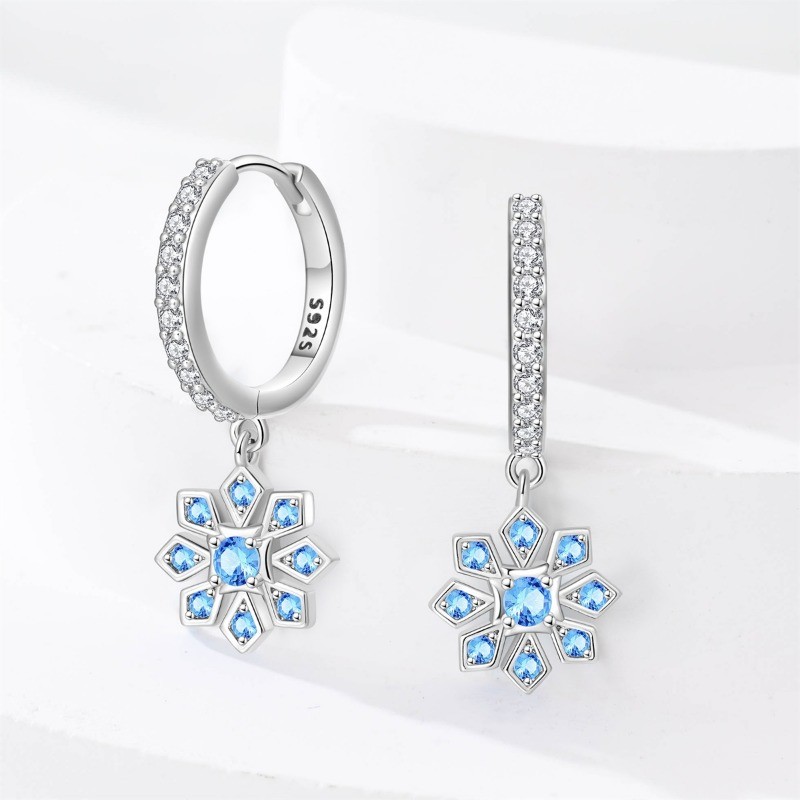 PANDACH 925 Sterling Silver FFashion Frost Crystal Drop Earrings For Women Girls