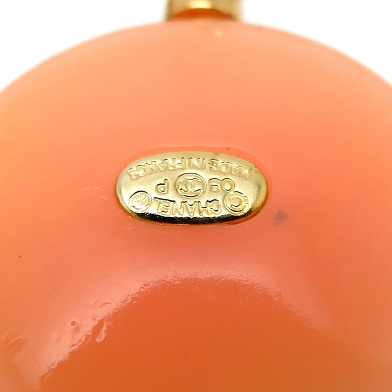 Chanel Cocomark Necklace Salmon Pink GP 16.7in, 0.7×0.9 in, Chain 0.1 in