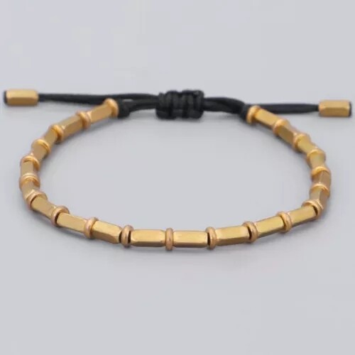 Black-Tibetan Buddhist Long Copper Beads Healing Lucky Rope Bracelet Bangle USA