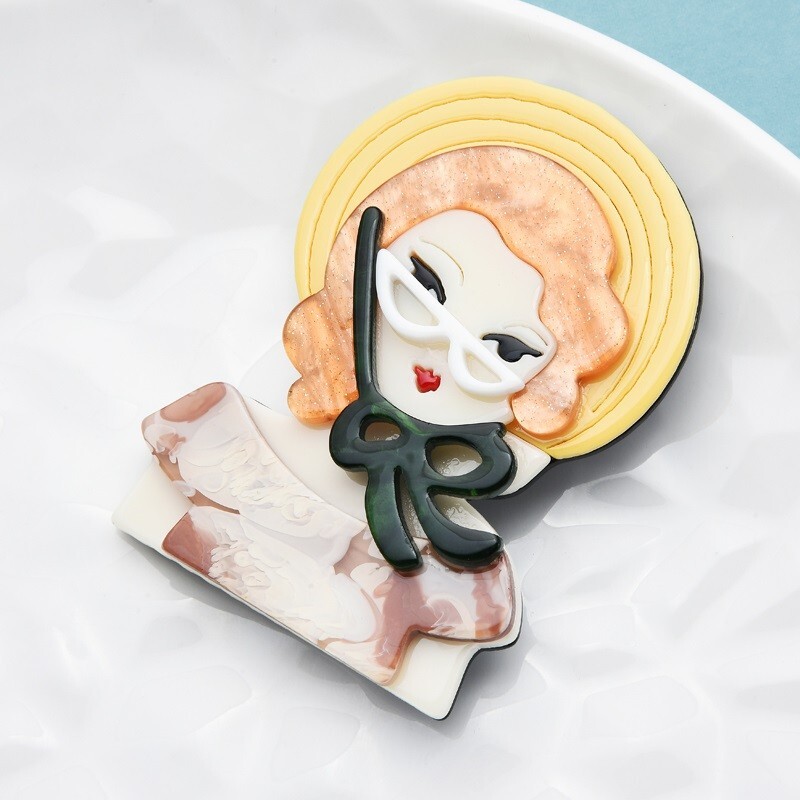 Acrylic Wear Hat Lady Girl Brooches Fashion Party Pins Unisex Women Jewelry Gift