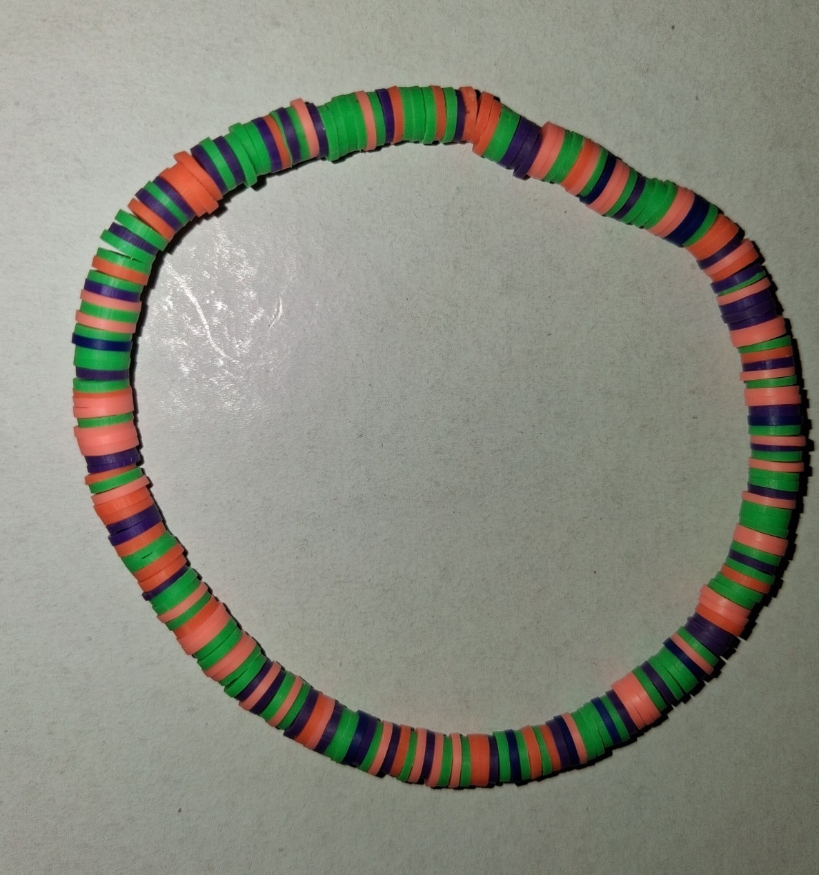 Multicolor Round Plastic Beaded Stretch Bracelet, Slip-On, No Stone